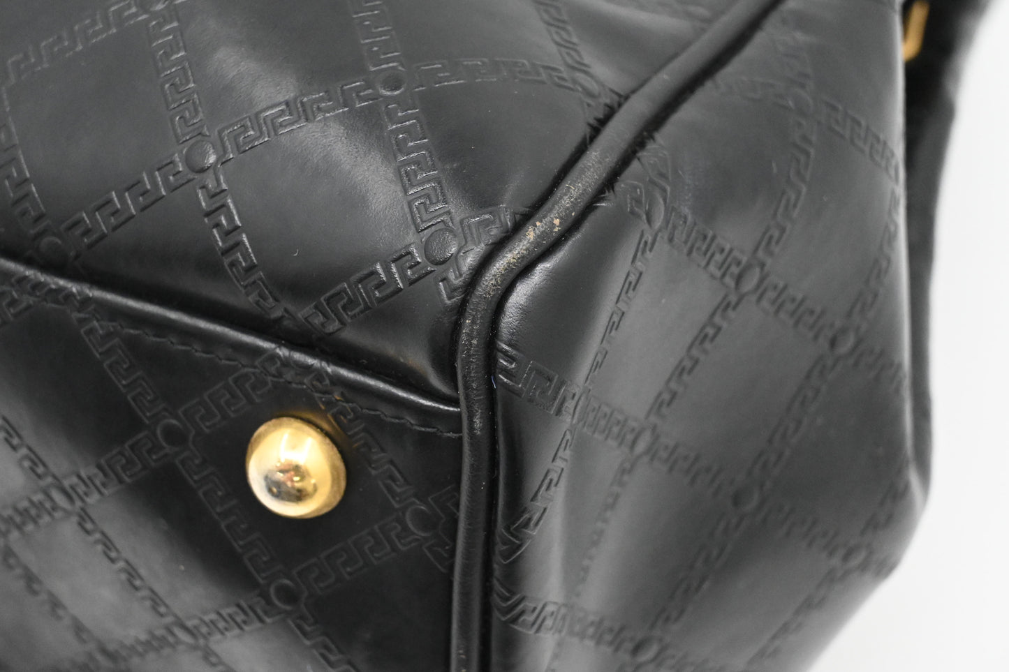 Versace Birkin Style Handbag in Black Leather