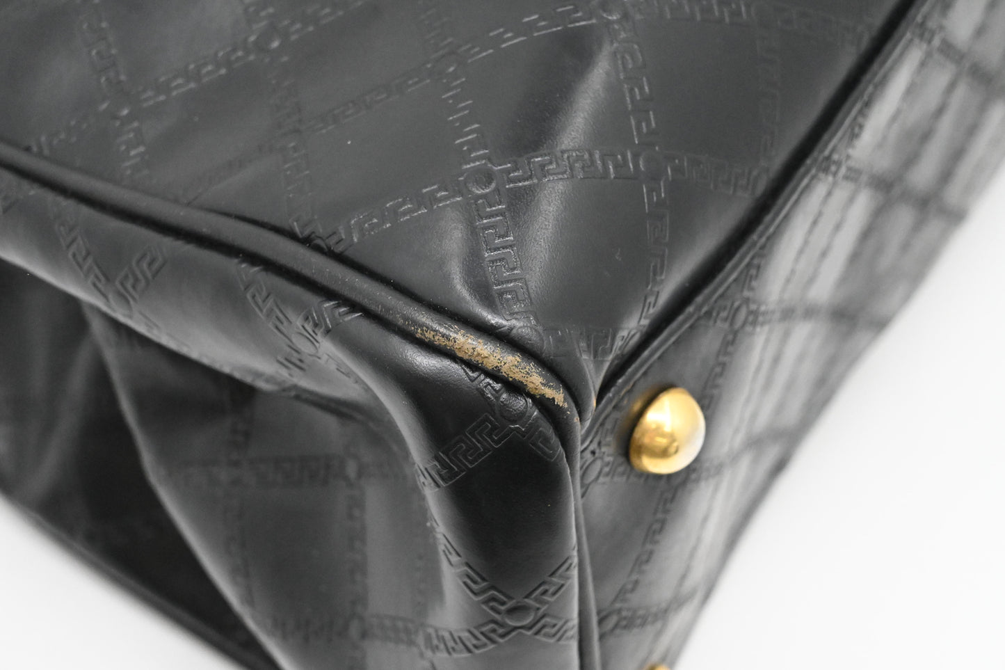 Versace Birkin Style Handbag in Black Leather
