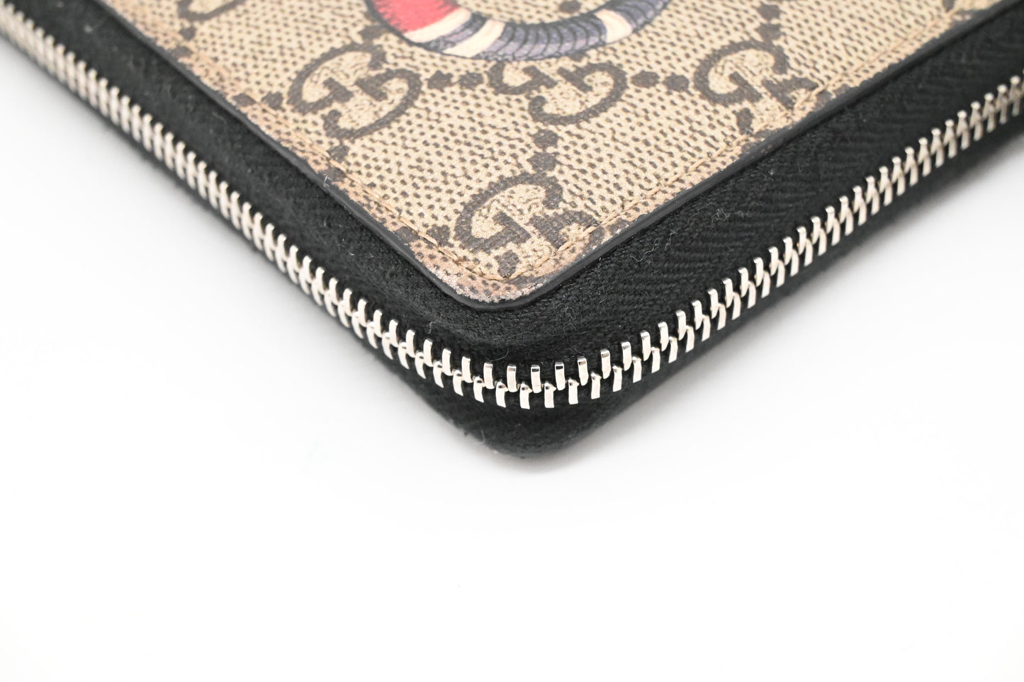 Gucci Zippy Snake Wallet in GG Supreme Canvas
