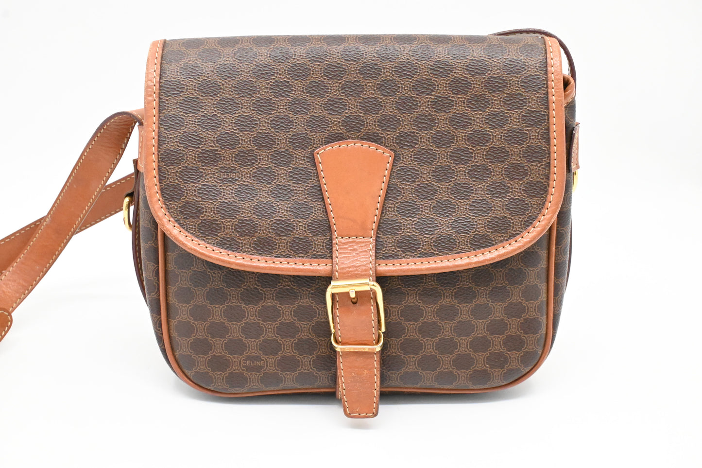 Celine Crossbody Bag in Brown Macadam Canvas