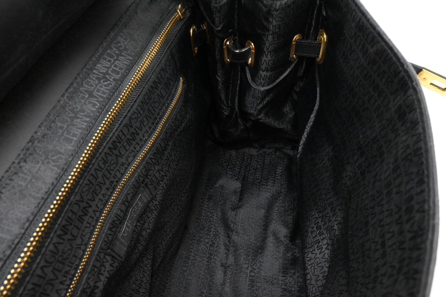 Versace Birkin Style Handbag in Black Leather