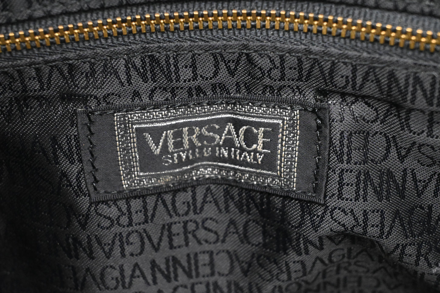 Versace Birkin Style Handbag in Black Leather