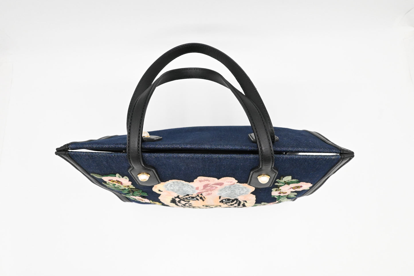 Gucci Tiger Embroidered Tote in Denim Canvas