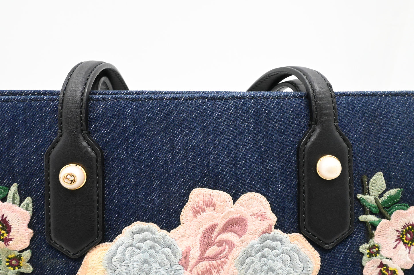 Gucci Tiger Embroidered Tote in Denim Canvas