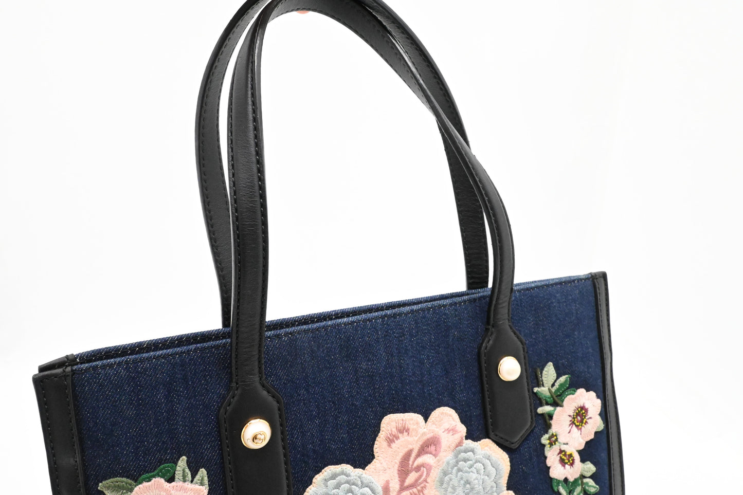 Gucci Tiger Embroidered Tote in Denim Canvas