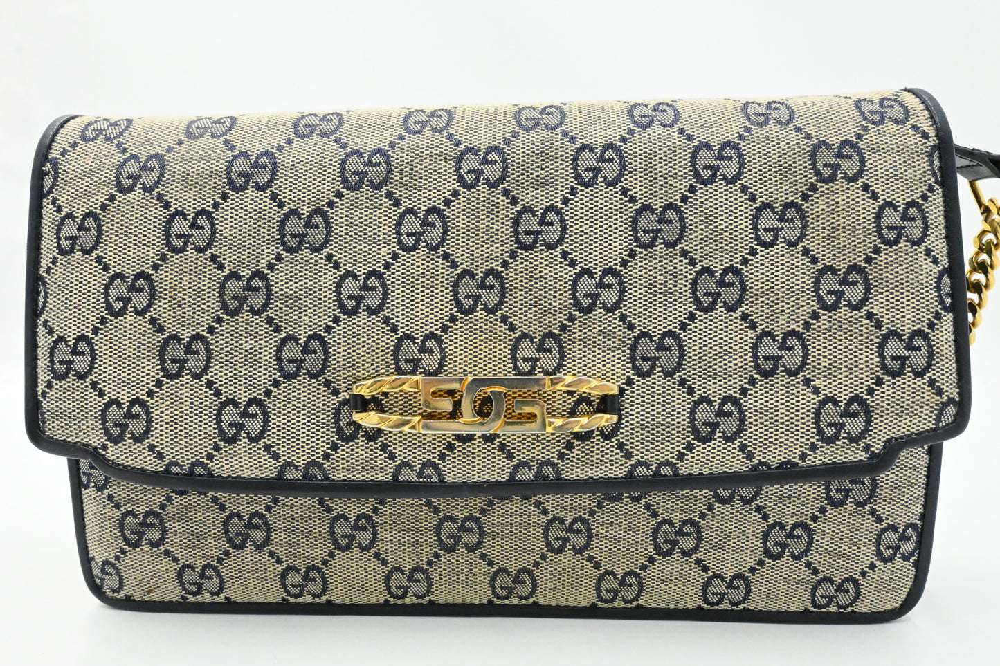 Gucci Clutch on Chain in Blue GG Canvas