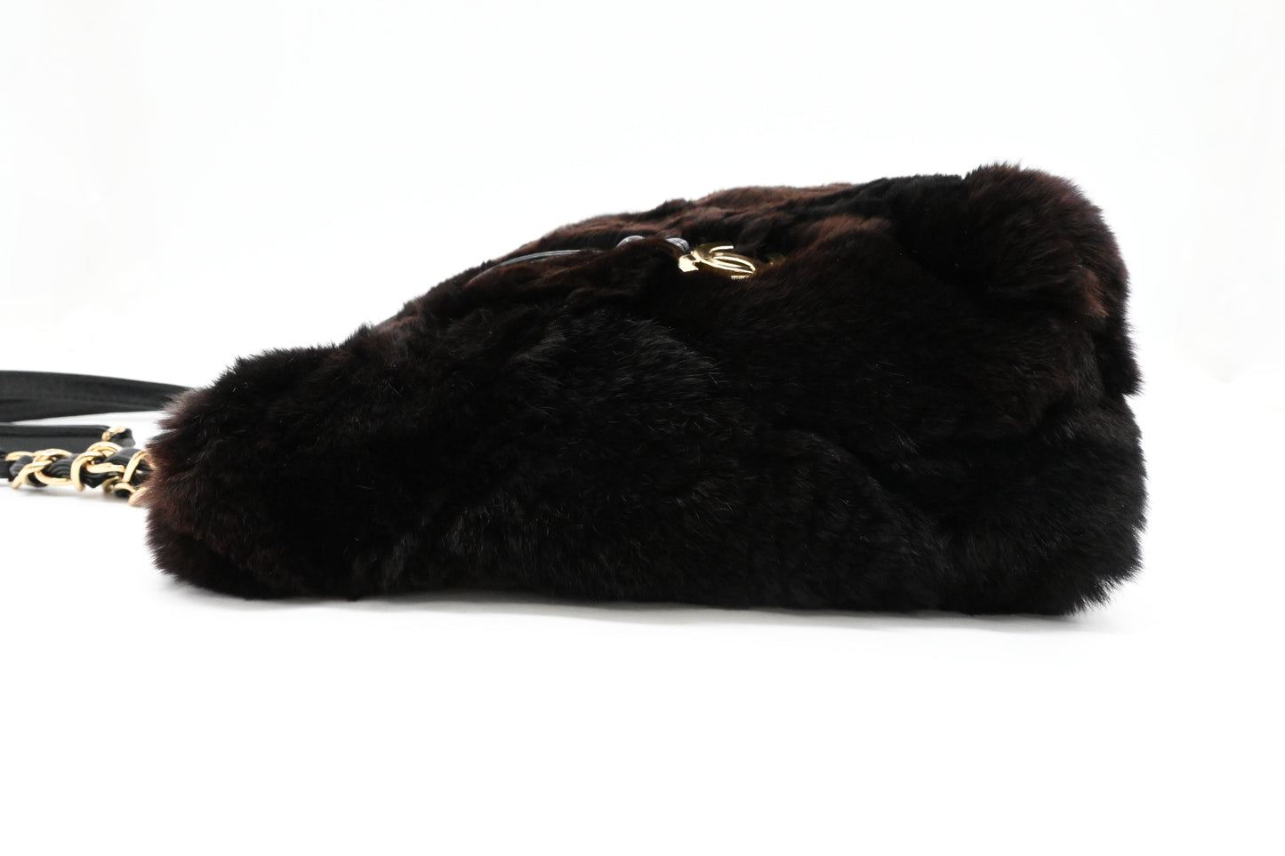 Chanel Shoulder Bag in Dark Brown Rabbit Fur