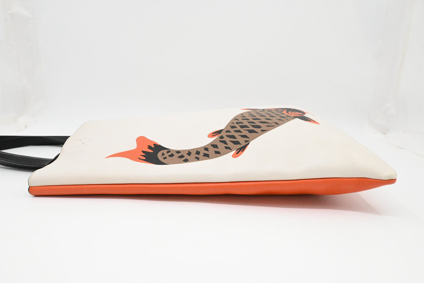 Loewe Koi Carp Anagram Tote Bag in White and Orange Leather