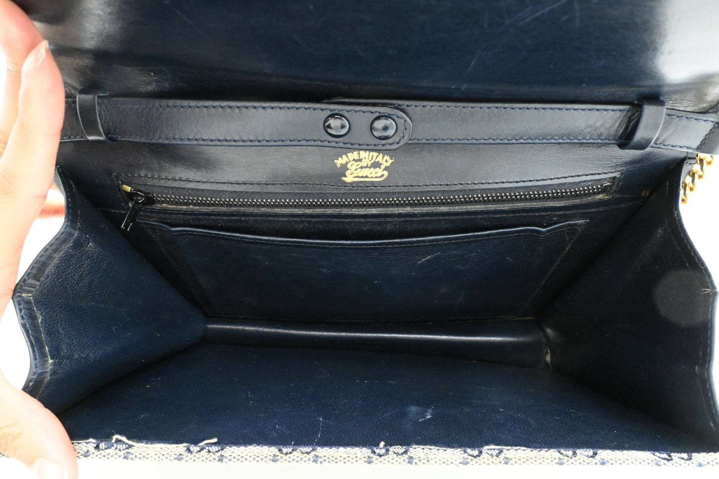 Gucci Clutch on Chain in Blue GG Canvas