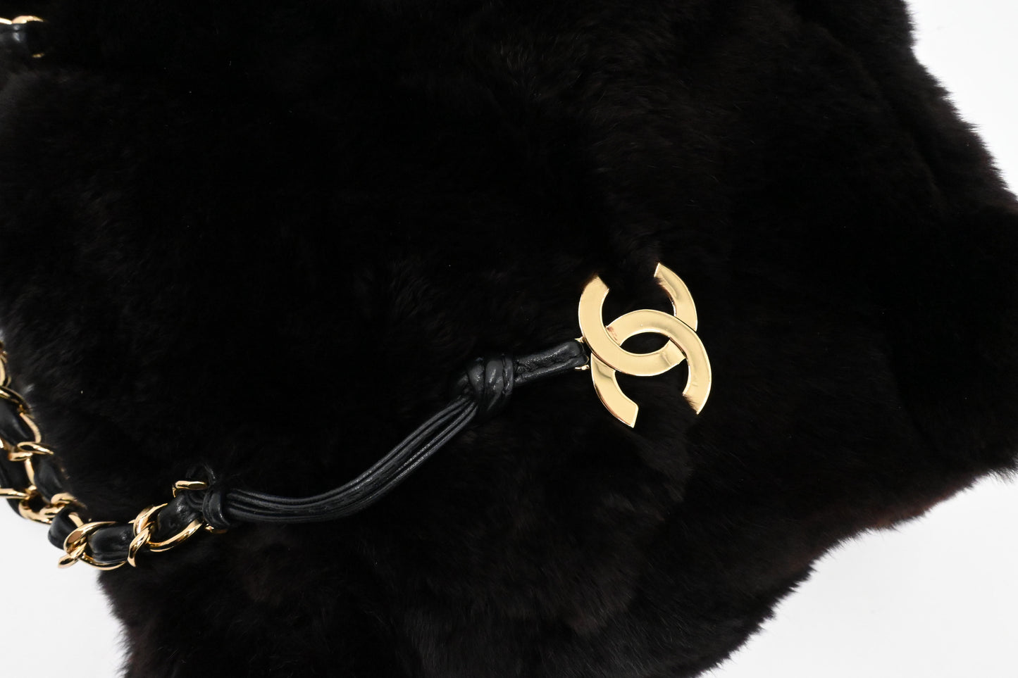 Chanel Shoulder Bag in Dark Brown Rabbit Fur