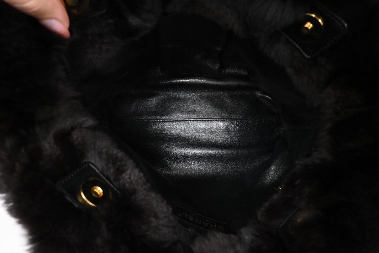 Chanel Shoulder Bag in Dark Brown Rabbit Fur
