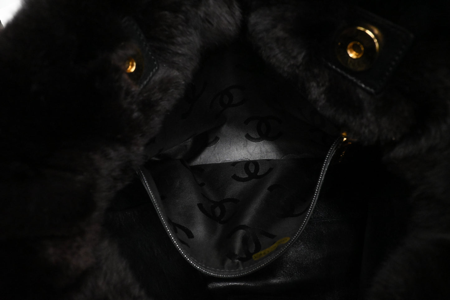 Chanel Shoulder Bag in Dark Brown Rabbit Fur