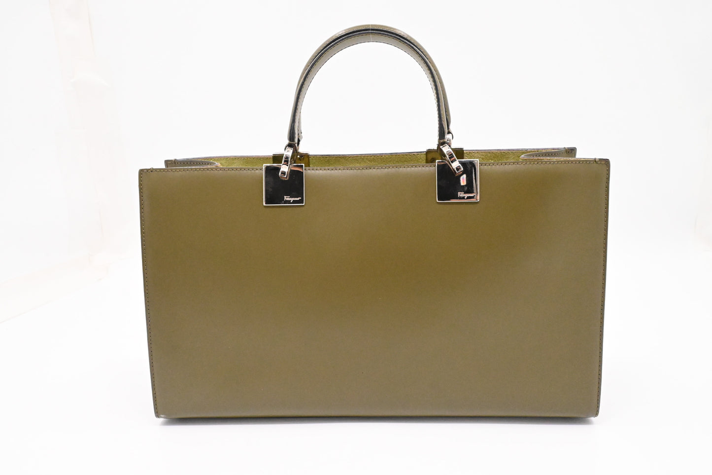 Ferragamo Handbag in Olive Green Leather