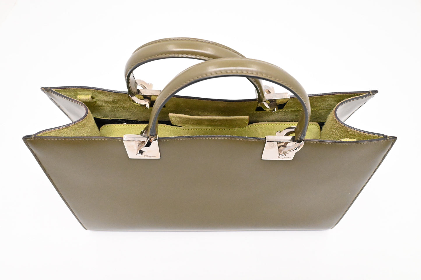 Ferragamo Handbag in Olive Green Leather