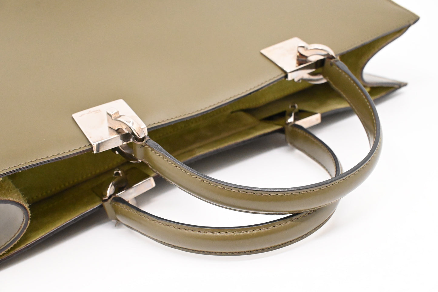 Ferragamo Handbag in Olive Green Leather