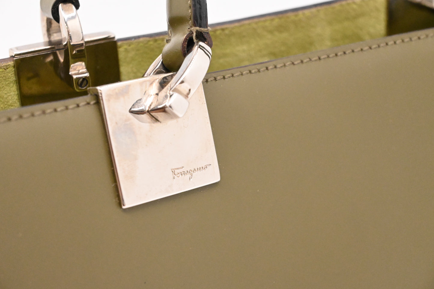 Ferragamo Handbag in Olive Green Leather