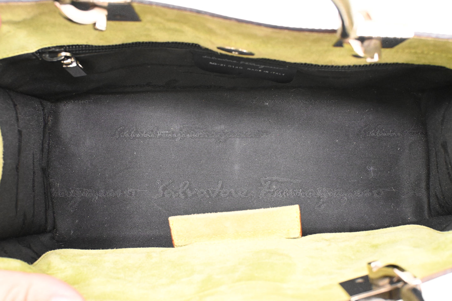 Ferragamo Handbag in Olive Green Leather