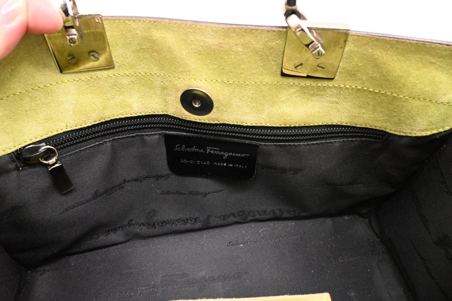 Ferragamo Handbag in Olive Green Leather