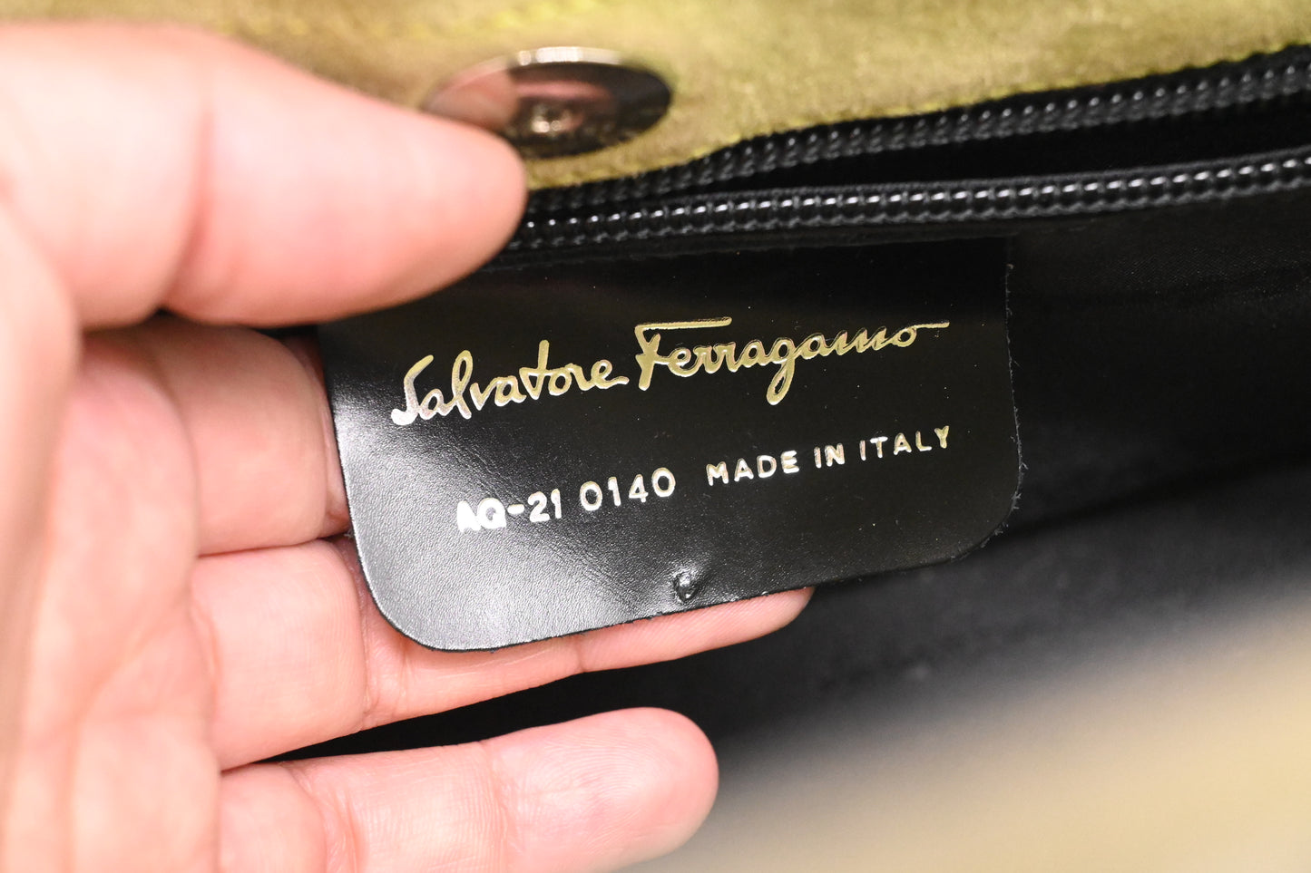 Ferragamo Handbag in Olive Green Leather