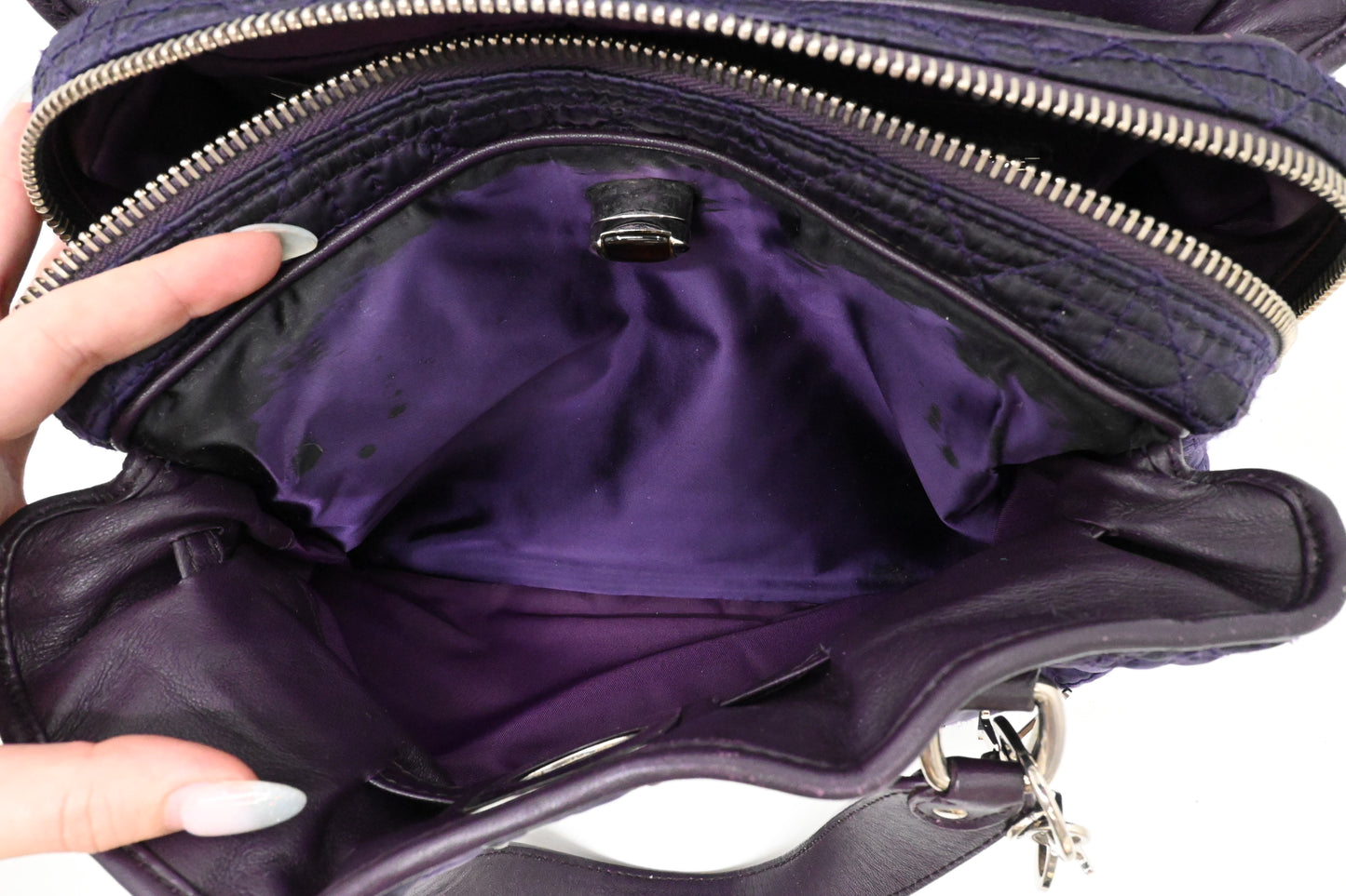 Dior Charming Lock in Purple Cannage Nylon