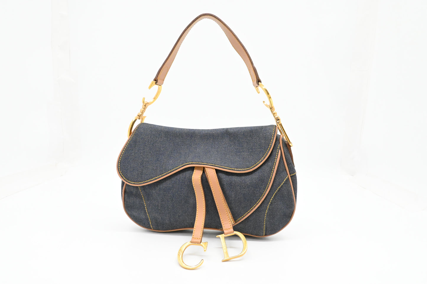 Dior Double Saddle Bag in Blue Denim Canvas