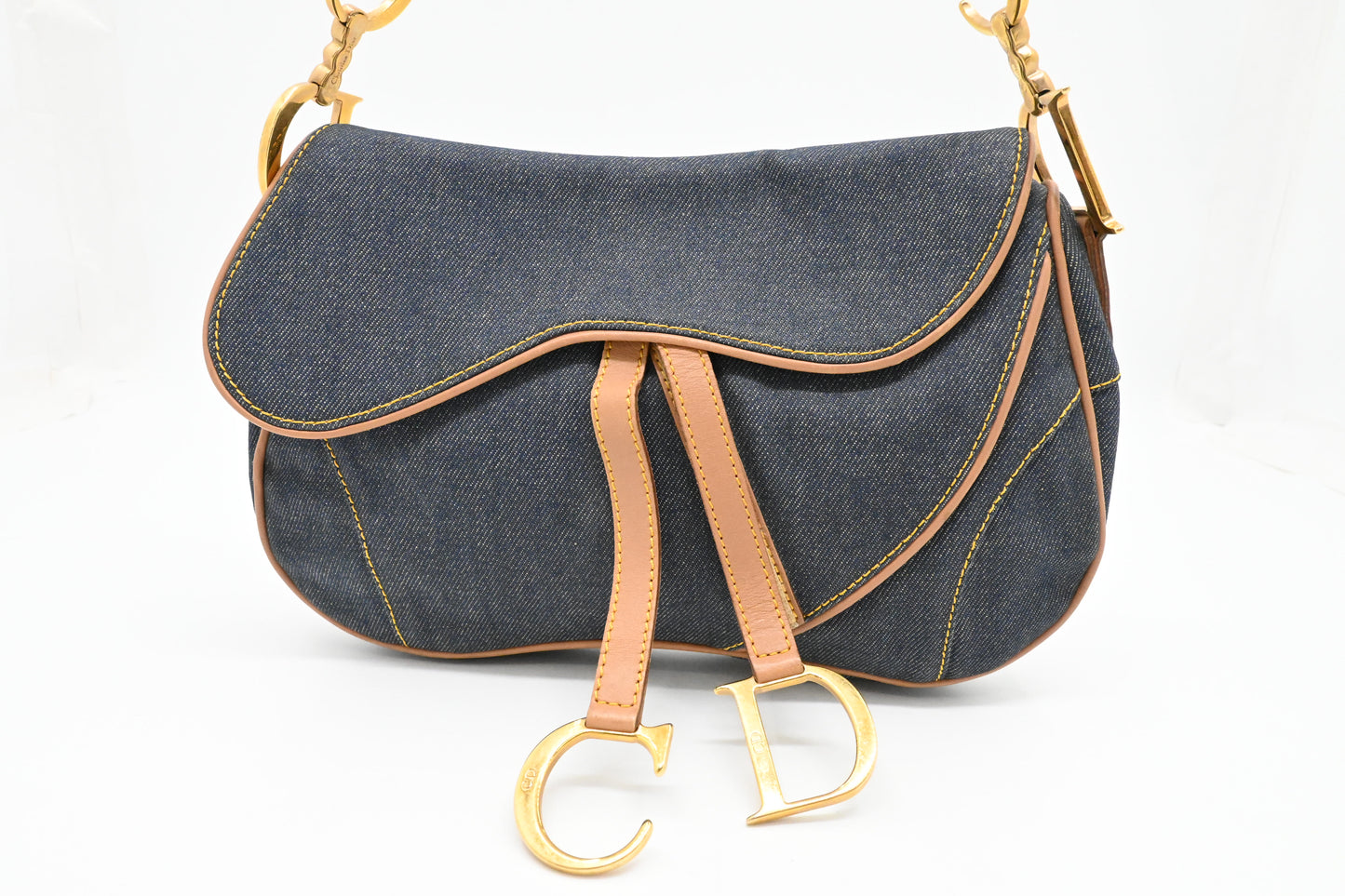 Dior Double Saddle Bag in Blue Denim Canvas