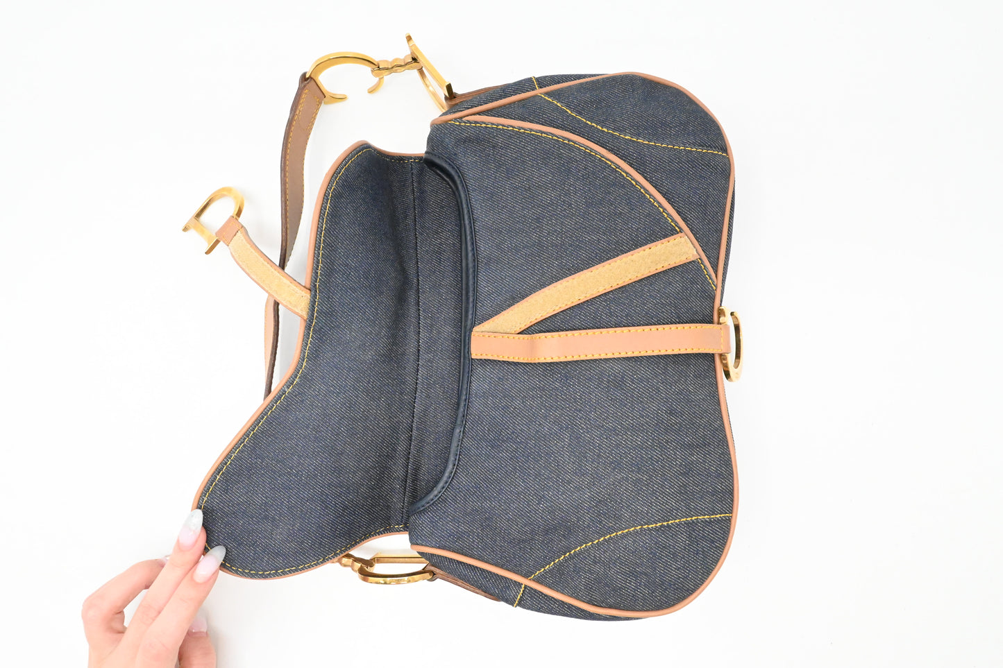 Dior Double Saddle Bag in Blue Denim Canvas