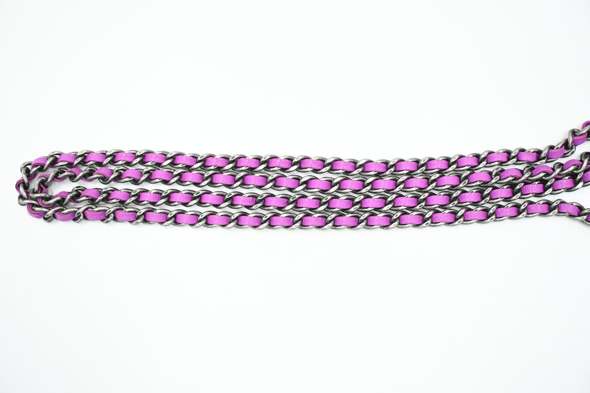 Chanel Boy Wallet on Chain in Purple Matelassé Leather