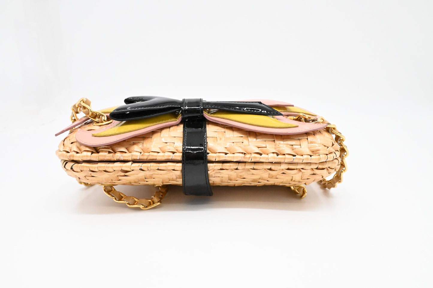 Prada Shoulder Bag in Wicker and Patent Leather