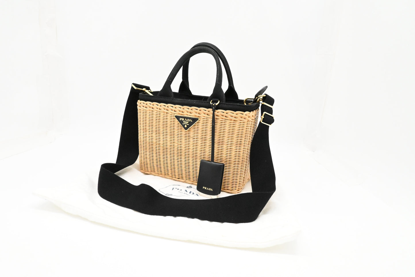 Prada Midollino Canapa Wicker in Black Canvas