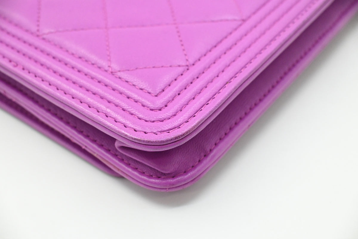Chanel Boy Wallet on Chain in Purple Matelassé Leather