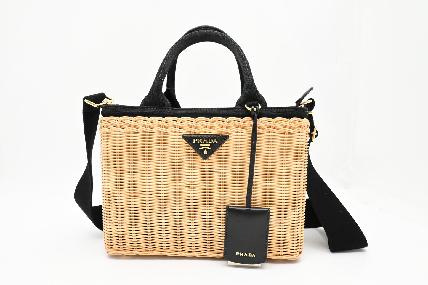 Prada Midollino Canapa Wicker in Black Canvas
