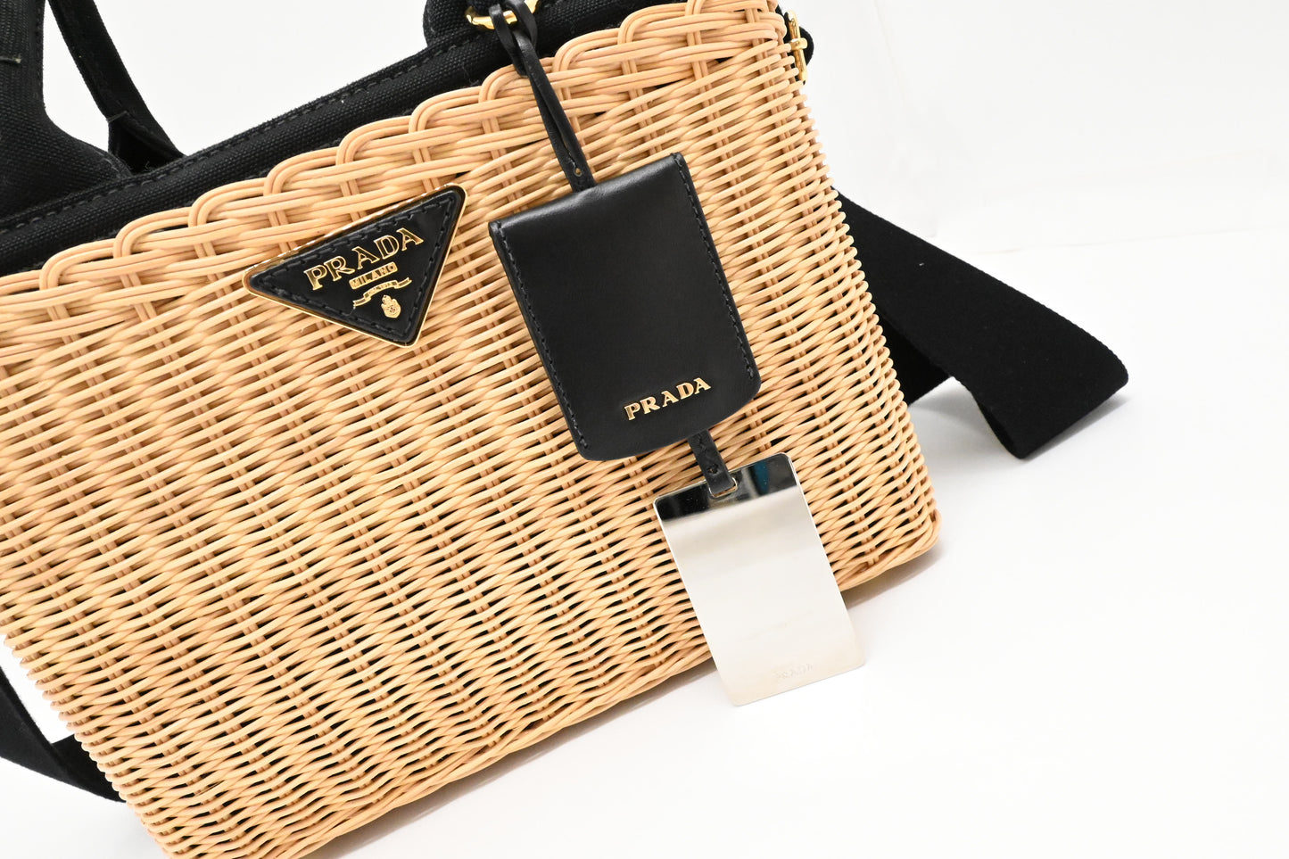 Prada Midollino Canapa Wicker in Black Canvas