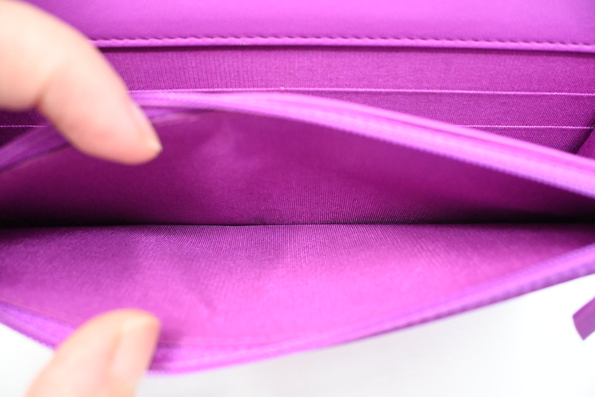Chanel Boy Wallet on Chain in Purple Matelassé Leather