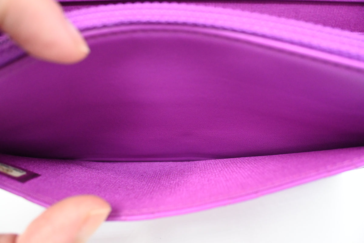 Chanel Boy Wallet on Chain in Purple Matelassé Leather