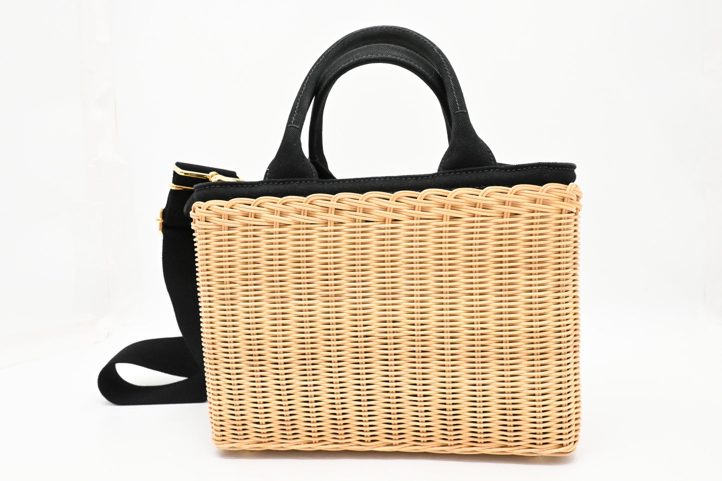 Prada Midollino Canapa Wicker in Black Canvas