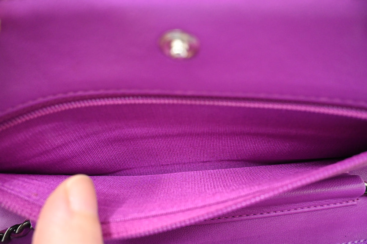 Chanel Boy Wallet on Chain in Purple Matelassé Leather