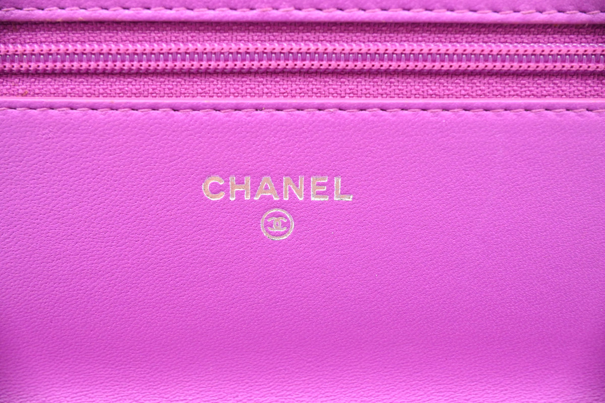 Chanel Boy Wallet on Chain in Purple Matelassé Leather