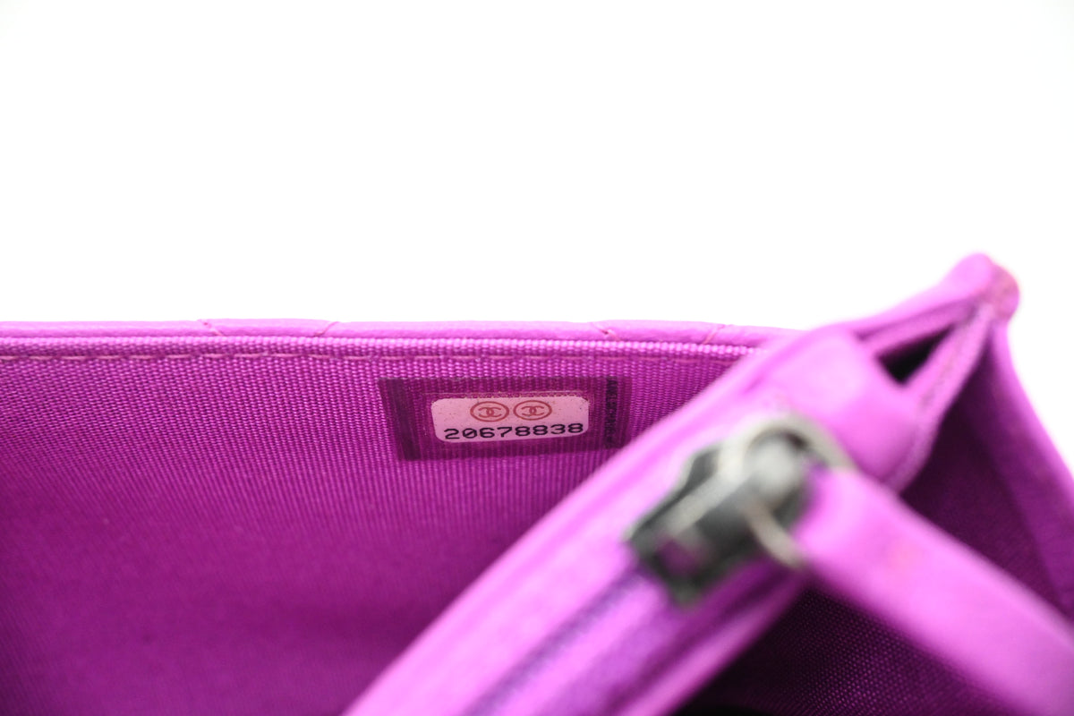 Chanel Boy Wallet on Chain in Purple Matelassé Leather
