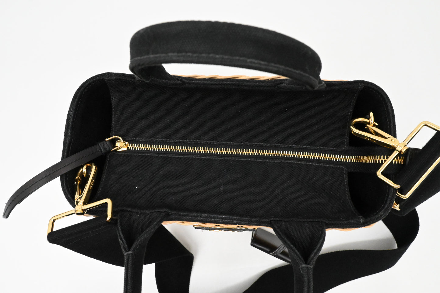 Prada Midollino Canapa Wicker in Black Canvas