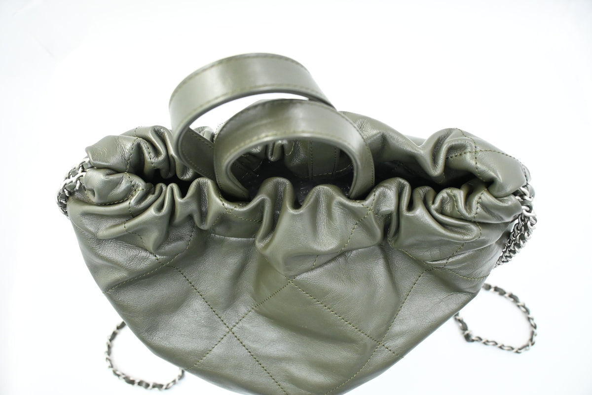 Chanel 22 Backpack in Khaki Green Leather