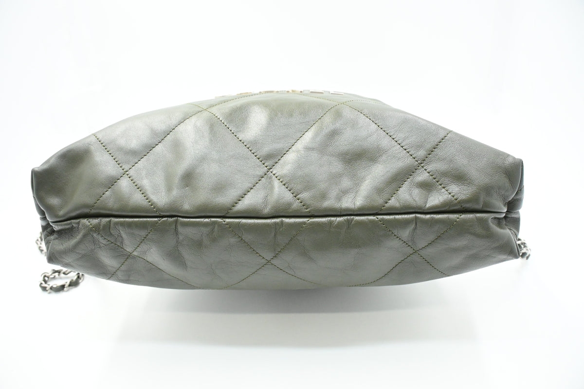 Chanel 22 Backpack in Khaki Green Leather