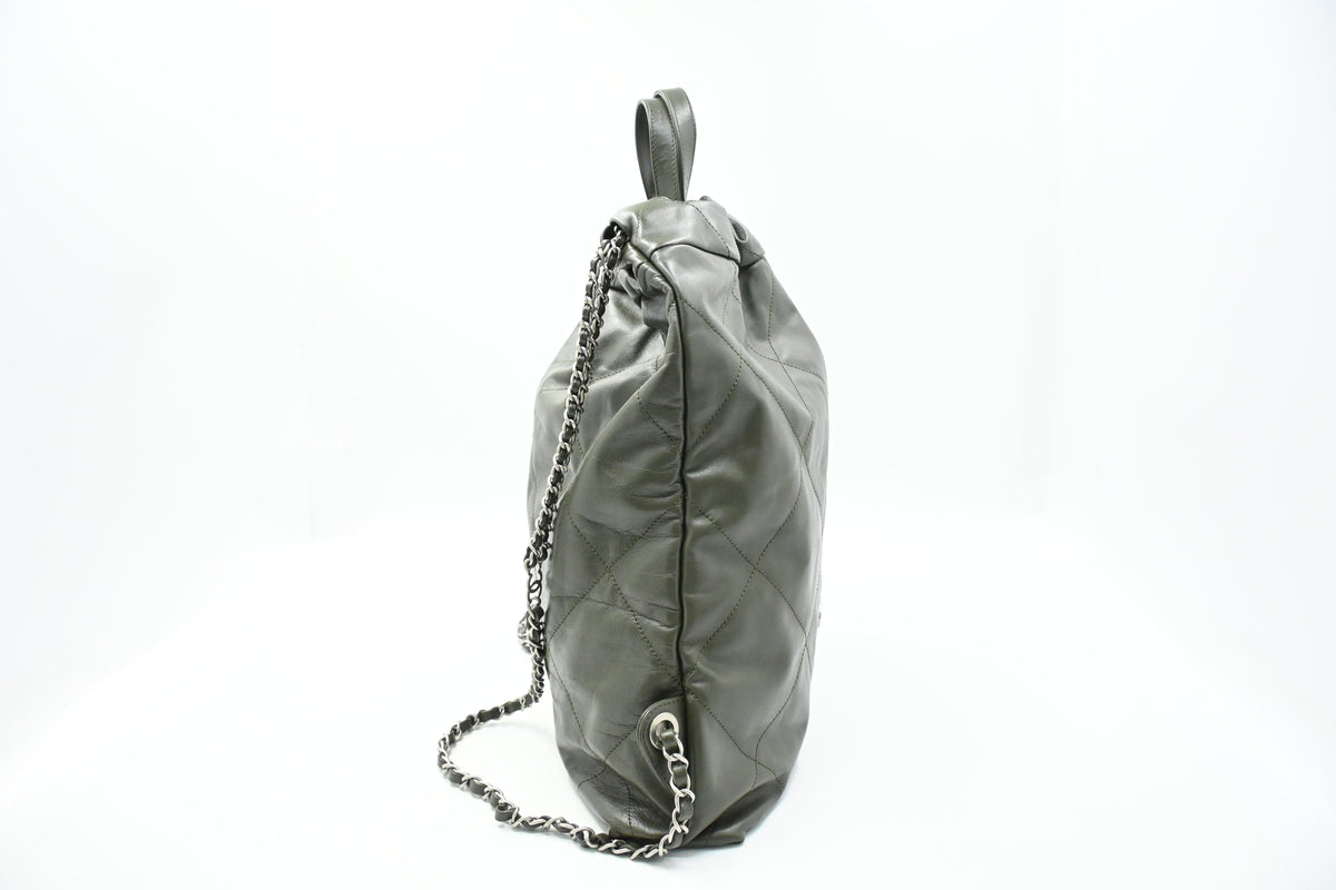 Chanel 22 Backpack in Khaki Green Leather