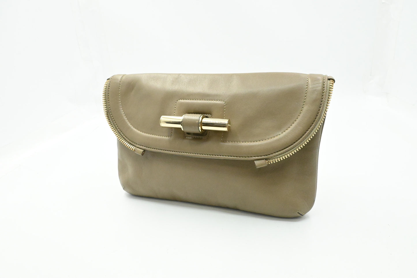 Jimmy Choo Pouch in Olive Brown Leather