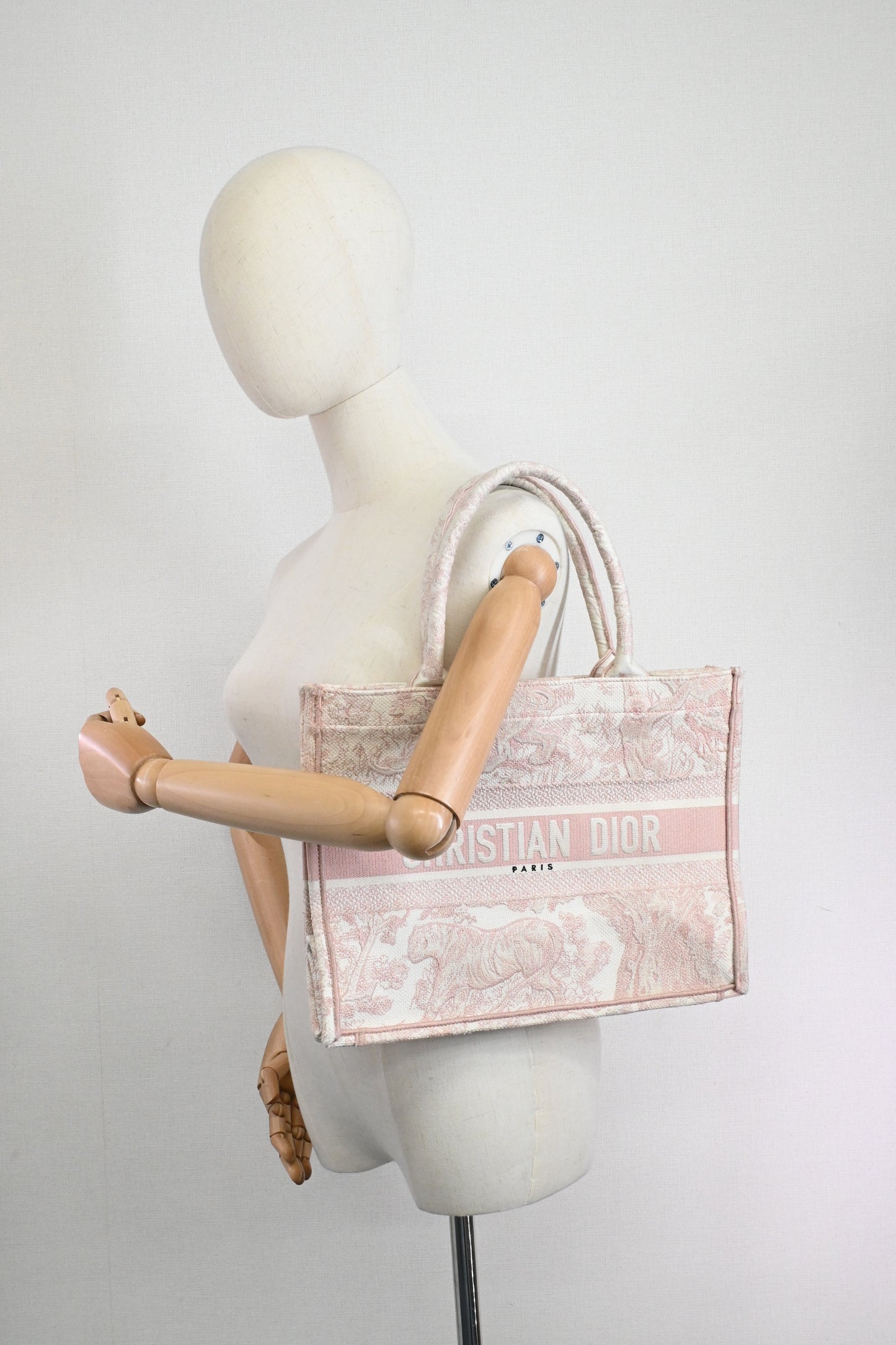 Dior Medium Book Tote in Pink Toile de Jouy Sauvage Embroidery