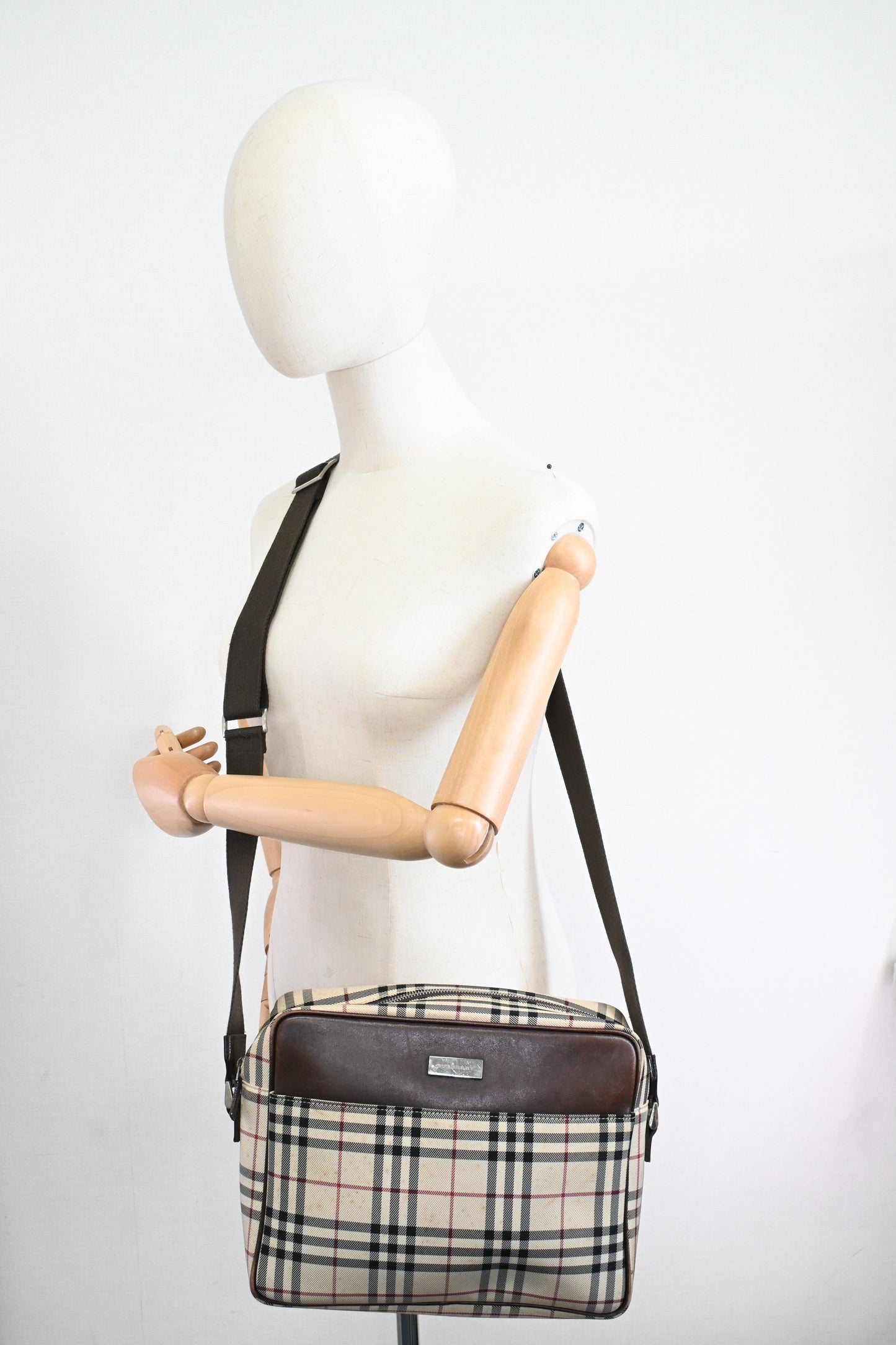 Burberry Crossbody Bag in Beige Checked Canvas