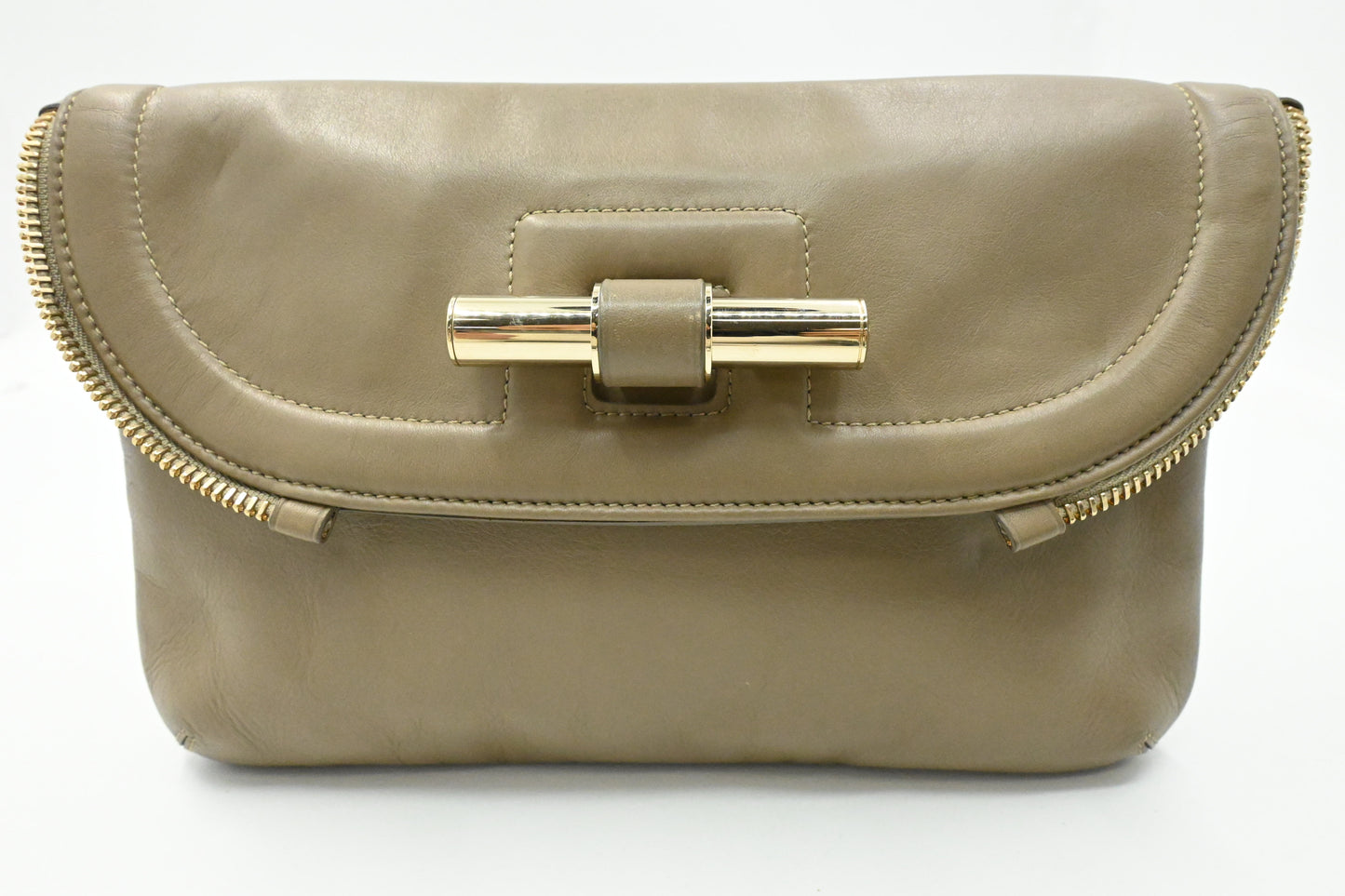 Jimmy Choo Pouch in Olive Brown Leather