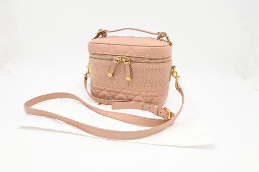 Dior Small DiorTravel Vanity Case in Nude Pink Cannage Leather