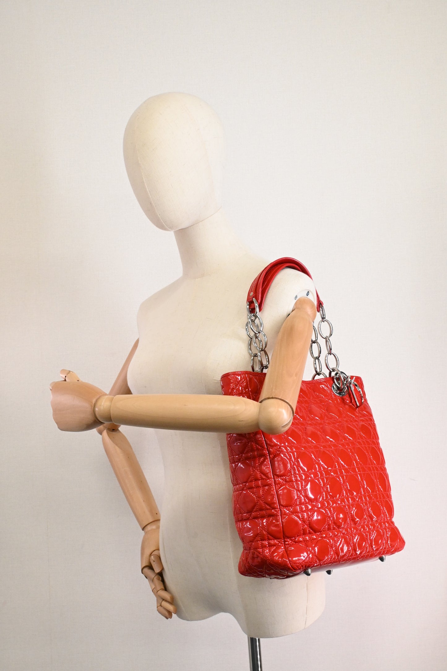 Dior Tote in Red Cannage Patent Leather