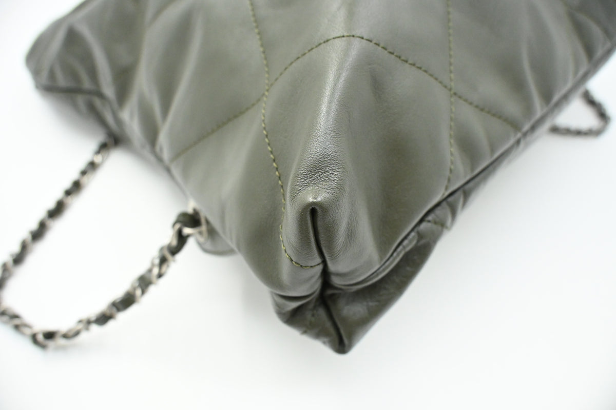 Chanel 22 Backpack in Khaki Green Leather